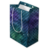 Sac Cadeau Moyen Sirène turquoise Aqua Bleu pourpre Éperche (Dos Angle)