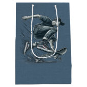 Sac Cadeau Moyen Skateboarder bleu Burnt Orange Joyeux Birthday Boy (Dos)