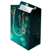 Sac Cadeau Moyen Skeleton Keys on Green Background (Devant Angle)