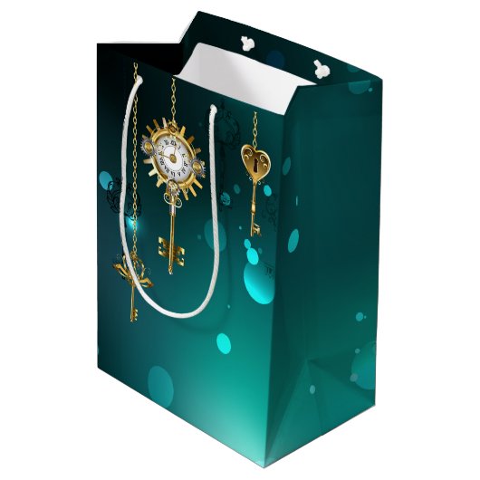 Sac Cadeau Moyen Skeleton Keys on Green Background (Dos Angle)