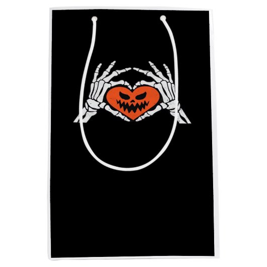 Sac Cadeau Moyen Skeleton Met Un Coeur Halloween Éffrayant Classiqu (Devant)
