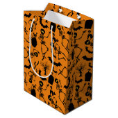 Sac Cadeau Moyen Skeletons d'Halloween Macabre Dance (Dos Angle)