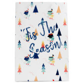 Sac Cadeau Moyen Skieurs de Noël en blanc (Devant)