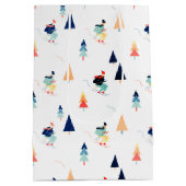 Sac Cadeau Moyen Skieurs de Noël en blanc (Dos)