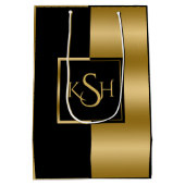 Sac Cadeau Moyen Slick Gold & Black Design géométrique moderne (Dos)