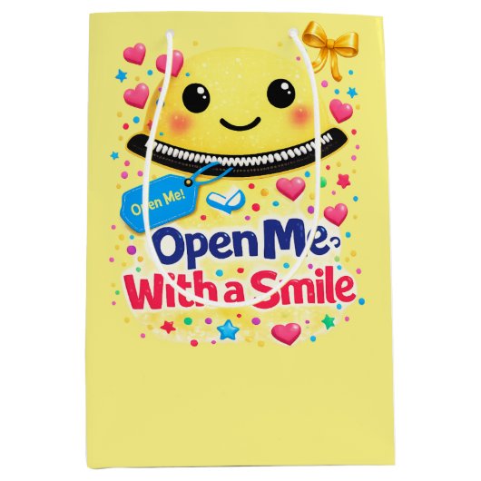 Sac Cadeau Moyen Smile Before You Open, Gift Bag Funny (Devant)