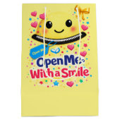 Sac Cadeau Moyen Smile Before You Open, Gift Bag Funny (Dos)