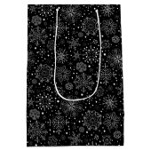 Sac Cadeau Moyen Snowflakes Motif Noir Et Blanc (Dos)