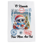 Sac Cadeau Moyen Snowman de vacances joyeuse Père Noël Sack (Devant)