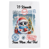 Sac Cadeau Moyen Snowman de vacances joyeuse Père Noël Sack (Dos)