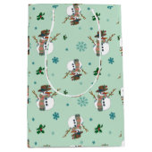 Sac Cadeau Moyen Snowman et flocon de neige (Devant)