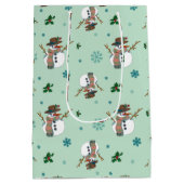 Sac Cadeau Moyen Snowman et flocon de neige (Dos)