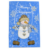 Sac Cadeau Moyen Snowman Snowflake Noël personnalisé (Devant)
