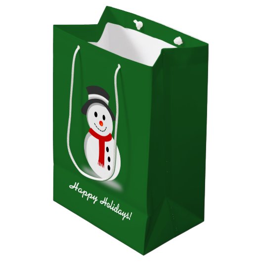 Sac Cadeau Moyen Snowman souriant (Devant Angle)