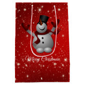 Sac Cadeau Moyen Snowman sur l'Arrière - plan rouge (Dos)