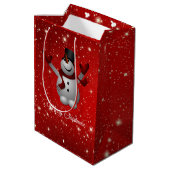 Sac Cadeau Moyen Snowman sur l'Arrière - plan rouge (Dos Angle)