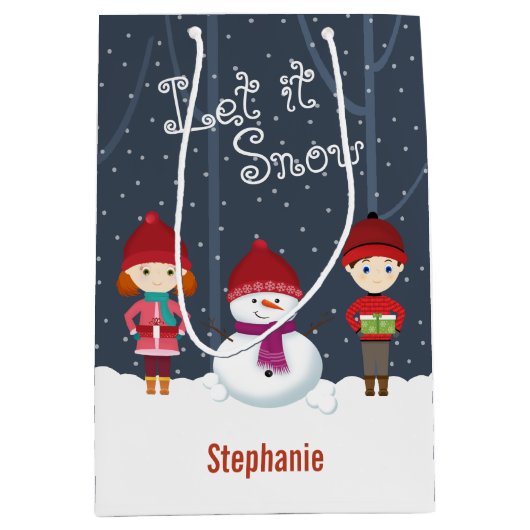 Sac Cadeau Moyen Snowman Winter Wonderland (Devant)
