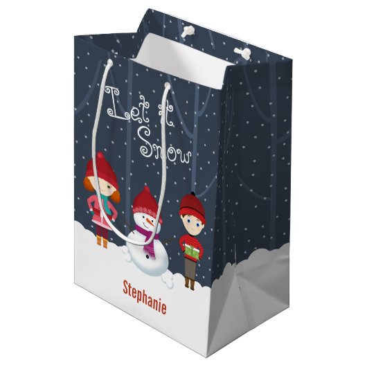 Sac Cadeau Moyen Snowman Winter Wonderland (Devant Angle)