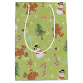 Sac Cadeau Moyen Snowmen et Sucres de canne (Devant)