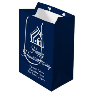 Sac Cadeau Moyen Société immobilière Navy Blue Realtor personnalisé