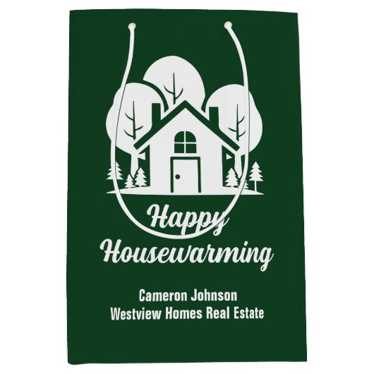 Sac Cadeau Moyen Société immobilière verte Bonne Chaleur de Maison (Devant)