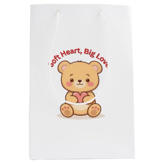 Sac Cadeau Moyen Soft Heart Big Love Cute Teddy Bear (Devant)