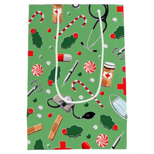 Sac Cadeau Moyen Soins infirmiers personnalisés Noël (Dos)