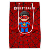 Sac Cadeau Moyen Soirée d'anniversaire SuperHero Boy (Dos)