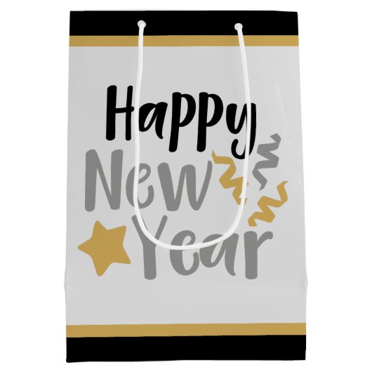 Sac Cadeau Moyen soirée d'art de mots Happy New Year (Dos)