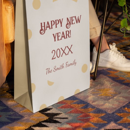 Sac Cadeau Moyen Soirée du Nouvel An en or Polka