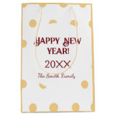 Sac Cadeau Moyen Soirée du Nouvel An en or Polka (Devant)