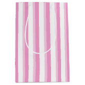 Sac Cadeau Moyen Soirée motif rose blanc rayé (Devant)