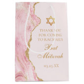 Sac Cadeau Moyen Soirée personnalisée Bat mitzvah d'âge rose (Devant)