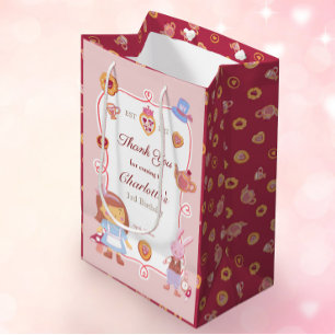 Sac Cadeau Moyen Soirée Thé Rose Anniversaire Merci Favoriser
