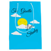 Sac Cadeau Moyen Soleil souriant avec nuages de Puffy (Devant)