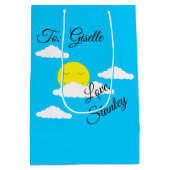 Sac Cadeau Moyen Soleil souriant avec nuages de Puffy (Dos)