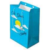 Sac Cadeau Moyen Soleil souriant avec nuages de Puffy (Dos Angle)