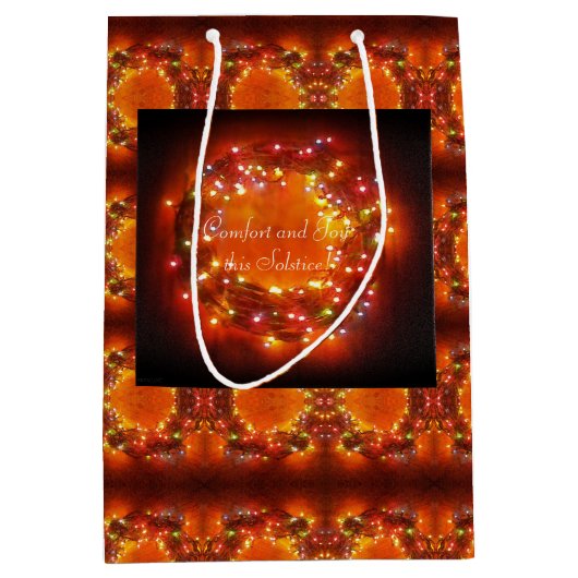 Sac Cadeau Moyen Solstice d'hiver Lumière Fleur Wreath (Devant)