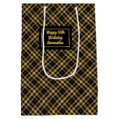 Sac Cadeau Moyen Sophisticated Black Gold Glitter Name Gift Bag (Dos)