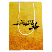 Sac Cadeau Moyen Sorcière d'Halloween volant sur un balai (Dos)