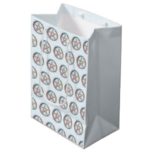 Sac Cadeau Moyen Sorcière Pentagramme Bleu Lumière Bleue Halloween
