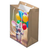 Sac Cadeau Moyen Souris D'Anniversaire Avec Ballons (Devant Angle)