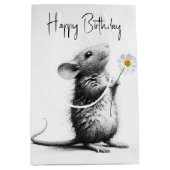 Sac Cadeau Moyen Souris D'Anniversaire Avec Basière Blanche (Devant)