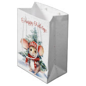 Sac Cadeau Moyen Souris De Noël Dans Les Snowflakes (Devant Angle)