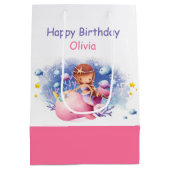 Sac Cadeau Moyen Sous la mer, mignonne Sirène Anniversaire (Dos)