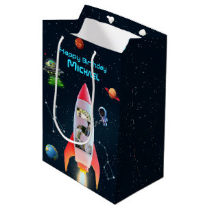 Sac Cadeau Moyen Space Rocket 2e anniversaire   Immense Collage Pho