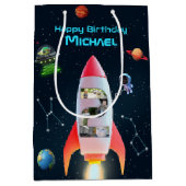 Sac Cadeau Moyen Space Rocket 2e anniversaire | Immense Collage Pho (Devant)