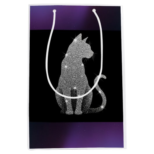 Sac Cadeau Moyen Sparkling Silver Cat (Devant)
