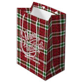 Sac Cadeau Moyen Sparkly Christmas Plaid (Devant Angle)