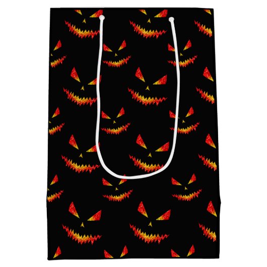 Sac Cadeau Moyen Sparkly Jack O'Lantern face motif Halloween (Dos)